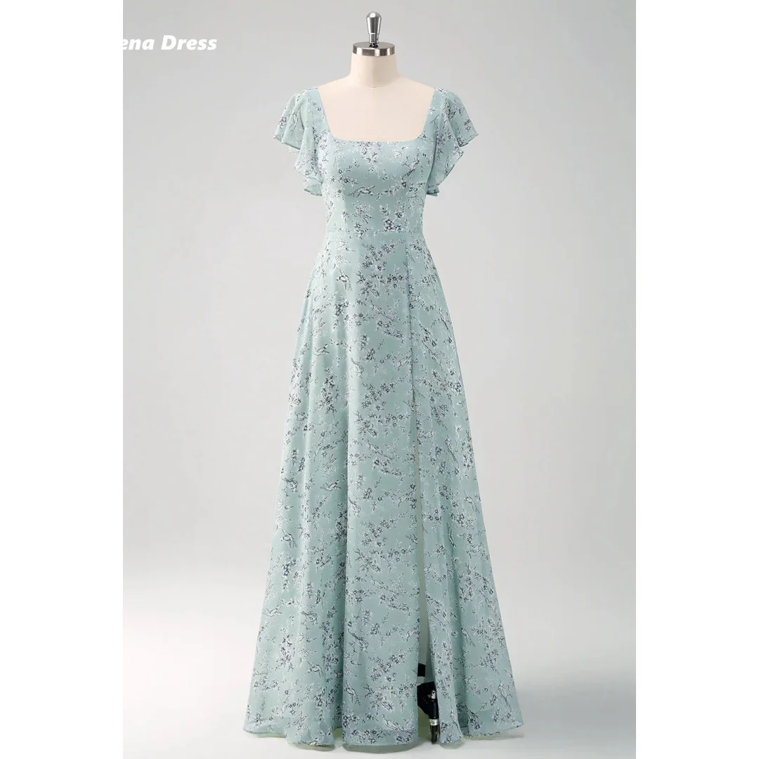

Lena Prom Dresses Luxury Women Evening Dress Chiffon Wedding Party Dress Custom Made Floral Fabric Dresses for Special Occasions