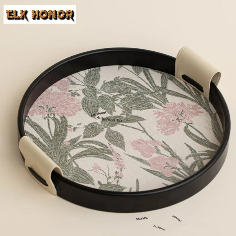 ZAEYORIA Ancient Style Fabric Tray Round Storage Tray Pot Bearing Holder Zen Dry Bubble Tea Tray Beaded Jewelry Rack Ornaments