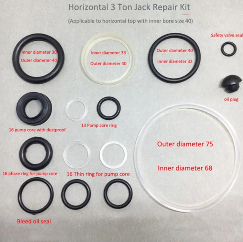 

Car Repair Tool Jack Accessories Oil Seal Ring Small Accessories Oil Seal O-ring Horizontal 3T Jack Repair Kit