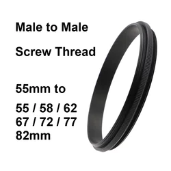 Male to Male Screw Thread Adapter Ring 55mm - 55 58 62 67 72 77 82mm thread pitch 0.75mm Macro Photography Mount Adapter Ring