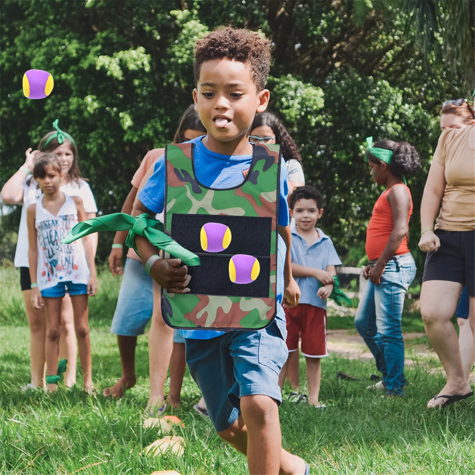 

2 Sets Christmas Sticky Vest Child Kids Sports Scoop Ball Game Fabric Costume