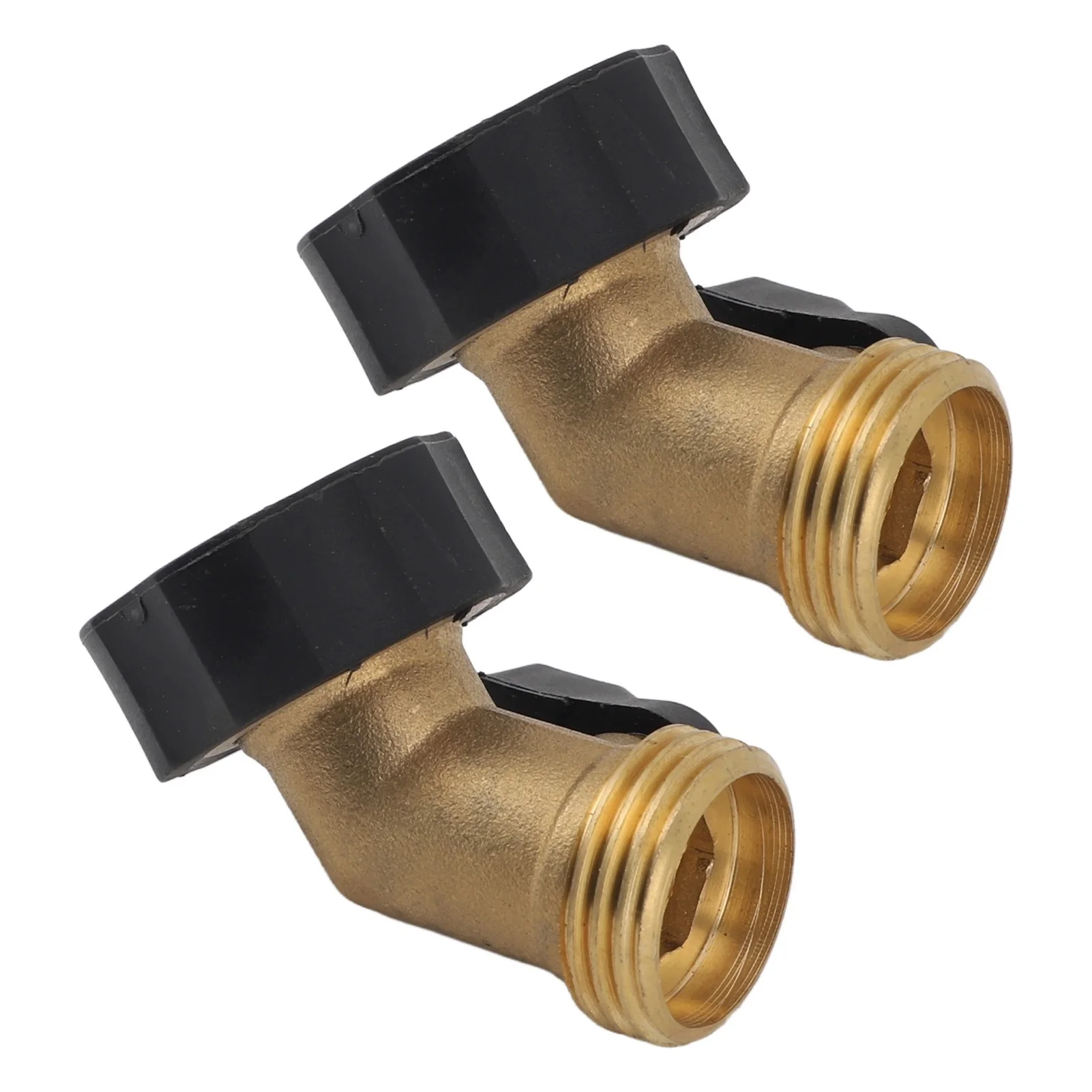 2 Pcs Garden Hose Shut Off Valve Brass 45° Bending Flexible Control Gooseneck Water Hose Connector for Irrigation Car Wash