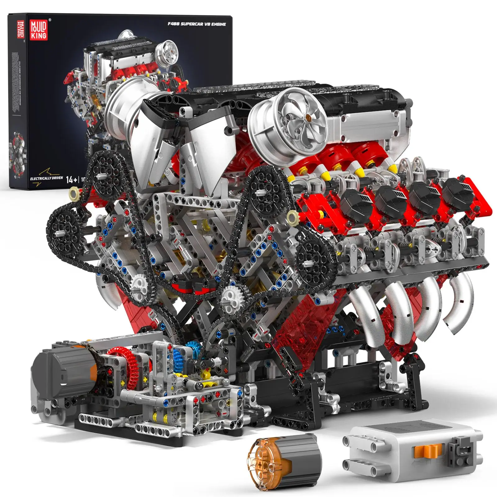 Mould King 10130 2718 PCS Motorized V8 Supercar Engine Building Kit, Powered Technical Model for Adult Car Fans & Collectors