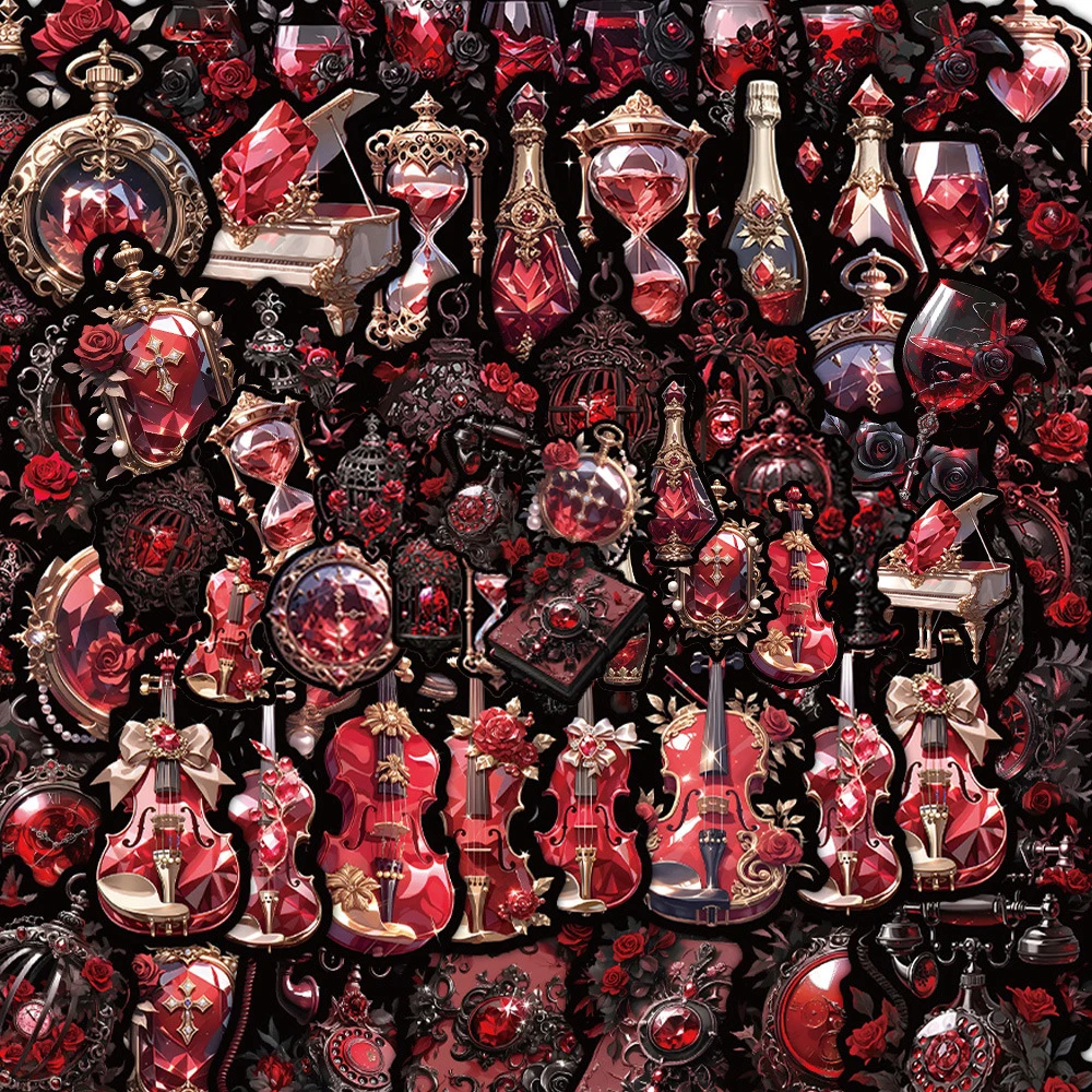 10/30/60pcs Ins Cartoon Dark Gothic Red Crystal Graffiti Stickers Aesthetic Decals Laptop Fridge Car Phone Decoration Sticker