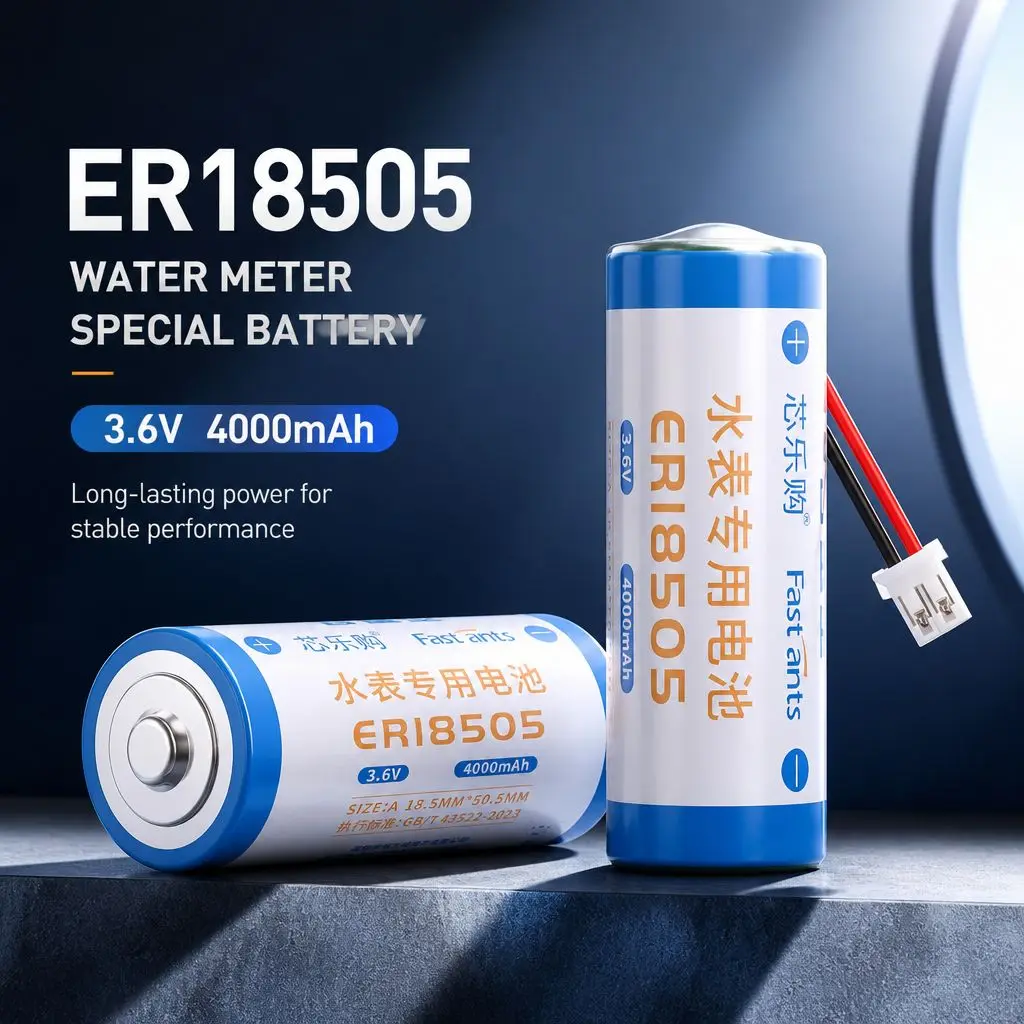 10pcs 3.6V ER18505 Li-SOCl2 Battery Wide Temperature Power Source with Connector for IoT Devices Flow Meters and Security Alarms