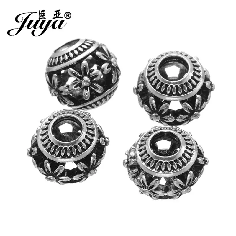JUYA 20 stücke Großhandel 10-15mm Hohl Legierung Perlen Alte Bronze/Blume Perlen Charms für Frauen Männer Beadwork Schmuck, der – Detail 9