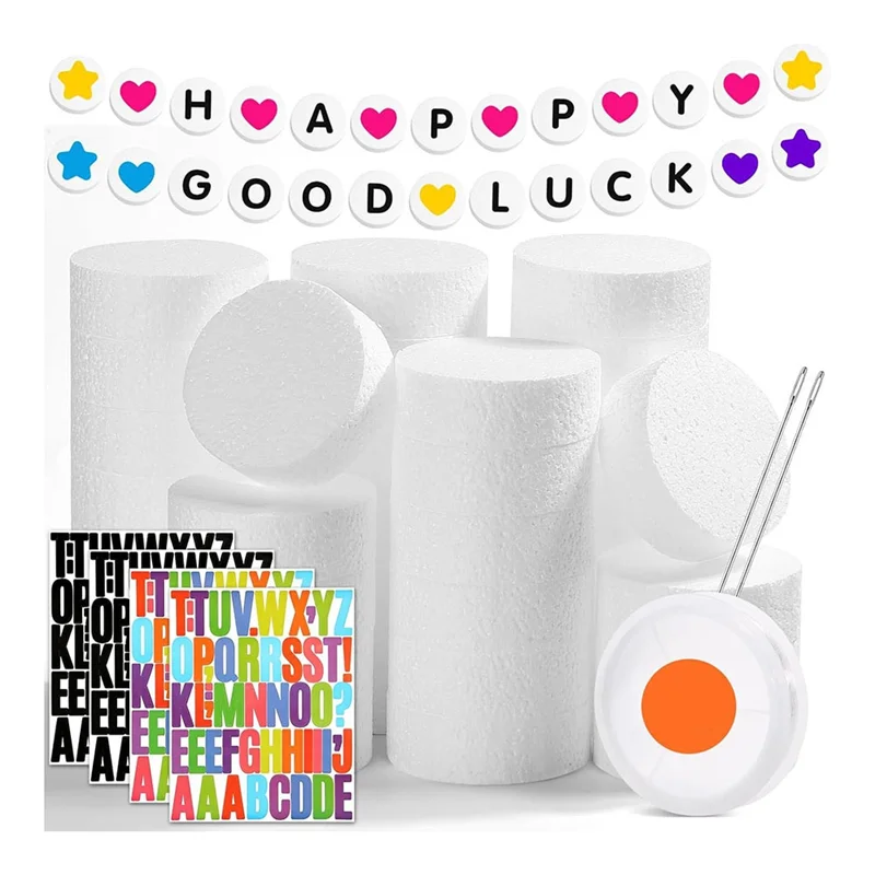 

36 Pieces Handmade Foam Circles, 3 Inch Foam Discs For Giant Friendship Bracelet Banner Birthday Decoration DIY Project