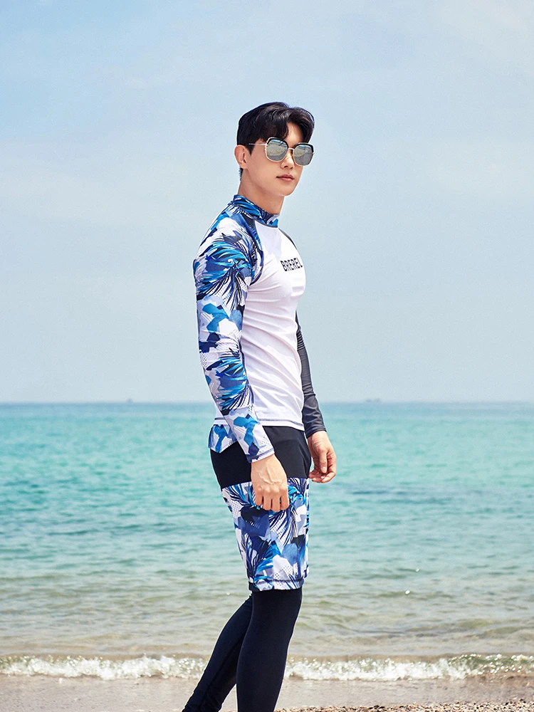 Swimsuit Wetsuit Split Long-sleeved Swimsuit Men\'s Surfing Suit Snorkeling Suit Swimming Rafting Fitness Sunscreen Quick-drying