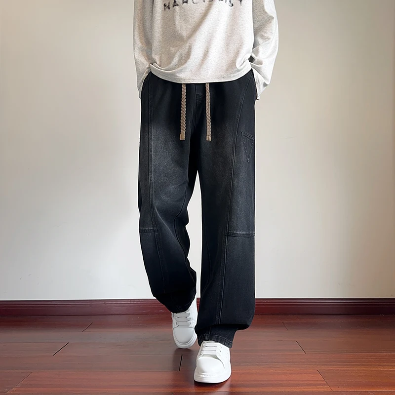الجينز للرجال الرجال بناطيل كاجوال تنوعا ربيع الخريف كبيرة الحجم السراويل الطويلة المألوف فضفاض مستقيم الساق واسعة الساق السراويل #6