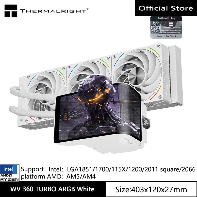 

Thermalright WONDER VISION 360 TURBO ARGB All-in-one water cooling radiator,Magnetic 6.67-inch 3D curved screen/LGA1851/1700/AM5