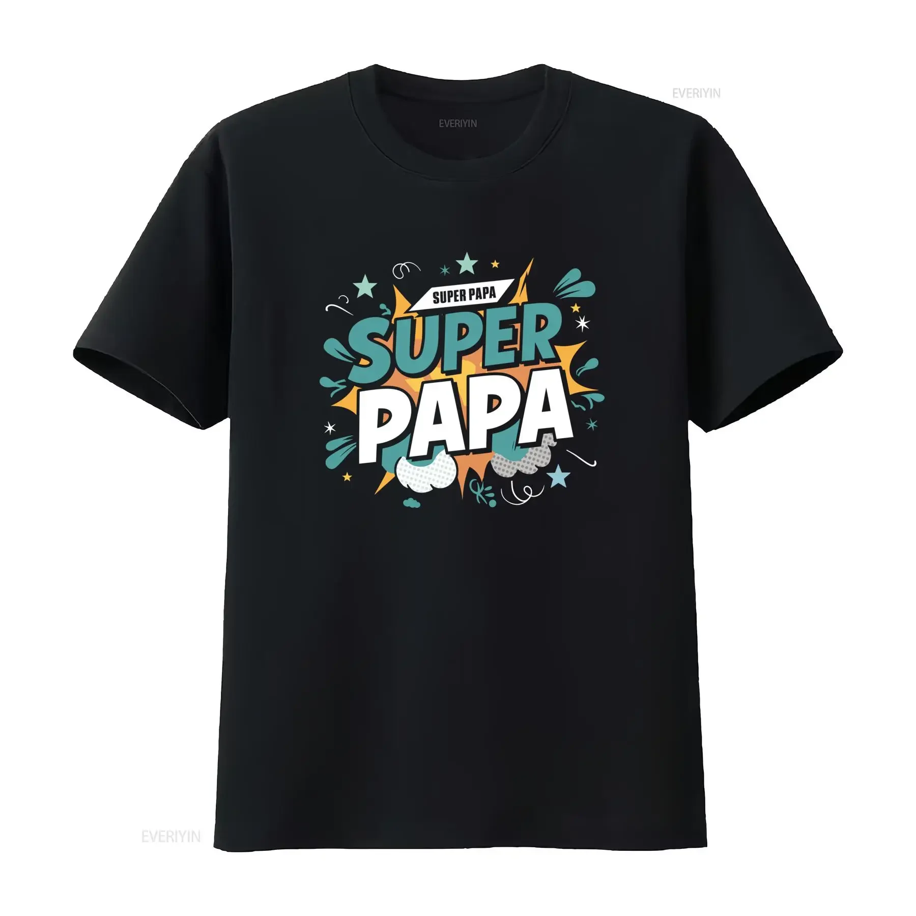 Maglietta Uomo Super Papa Design Divertente con Impronte Supereroi Taglio Largo Collo Tondo Comoda Tutte le Stagioni vintage