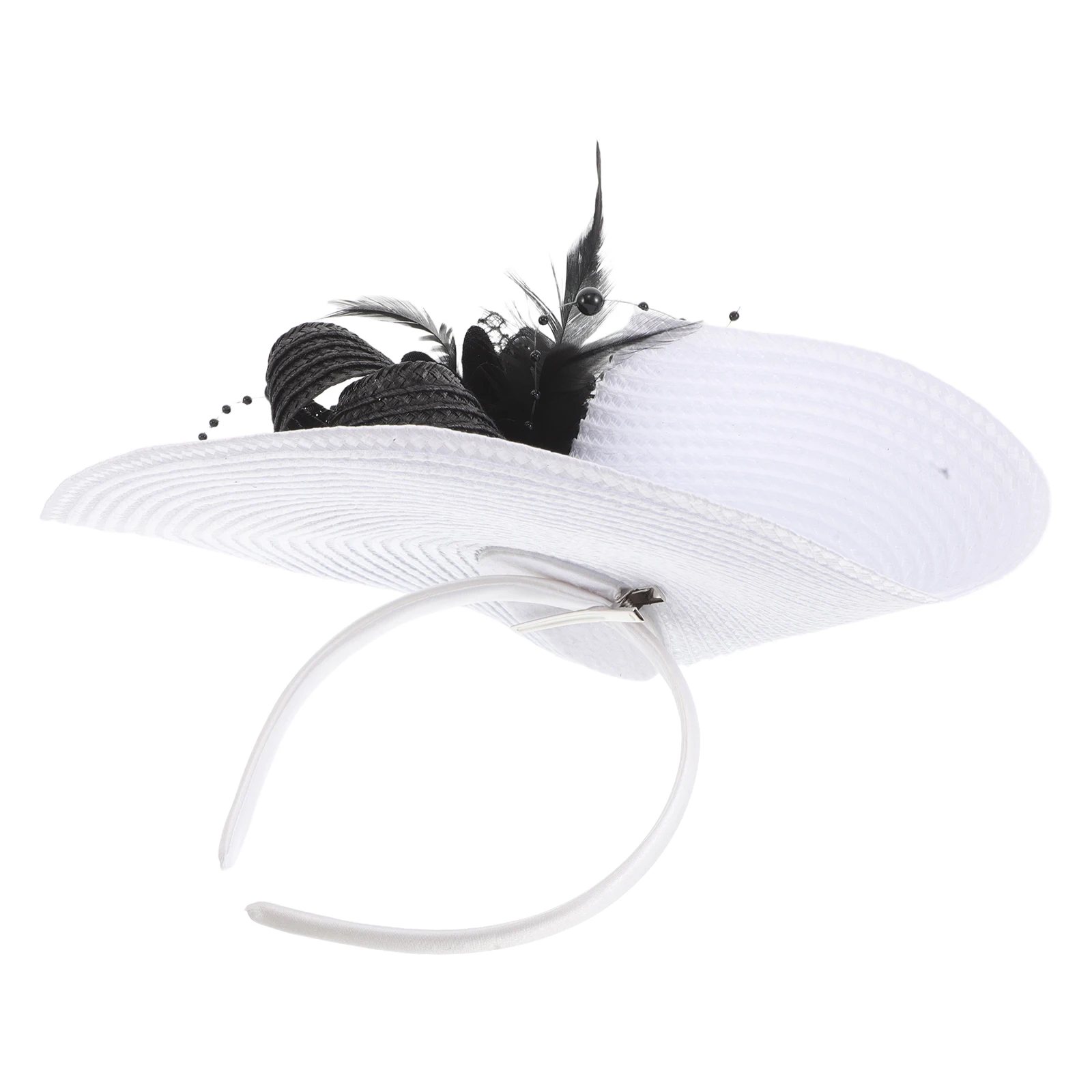 

Bridal Fascinator Hat Decorative Wedding Headdress Plume Flowers Handmade Tiara Women Party Occasions Hair Accessories