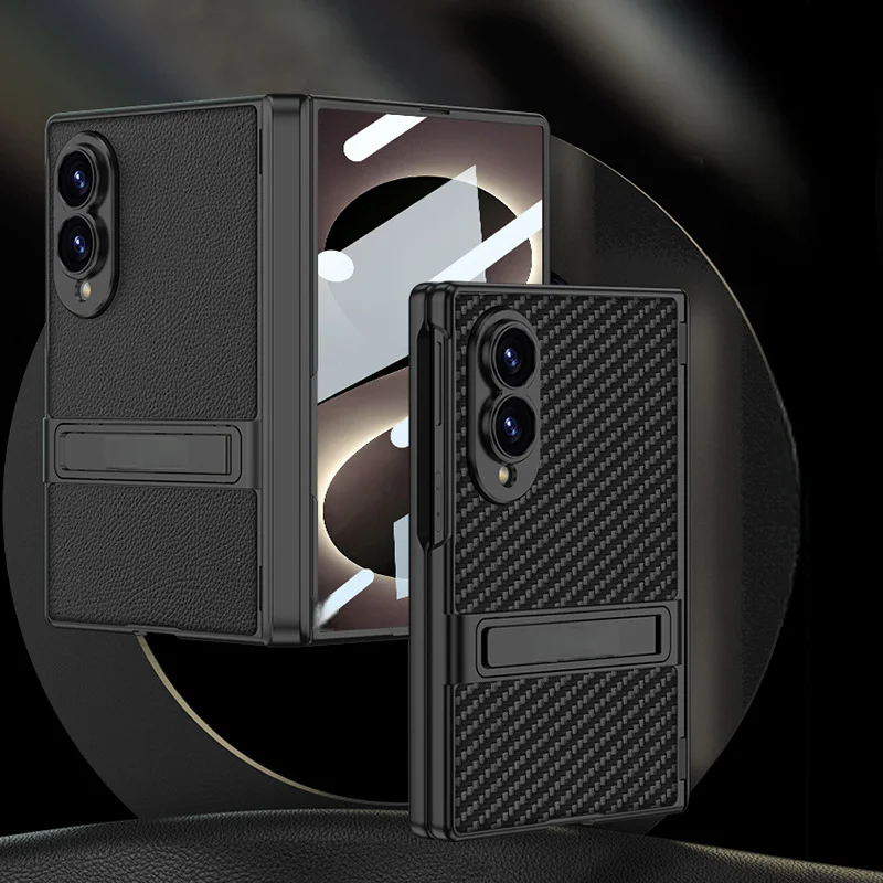 For Samsung Galaxy Z Fold 8 Foldable Case Magnetic Folding Hinge Full Coverage Case Fashionable Rotatable Faux Leather Stand