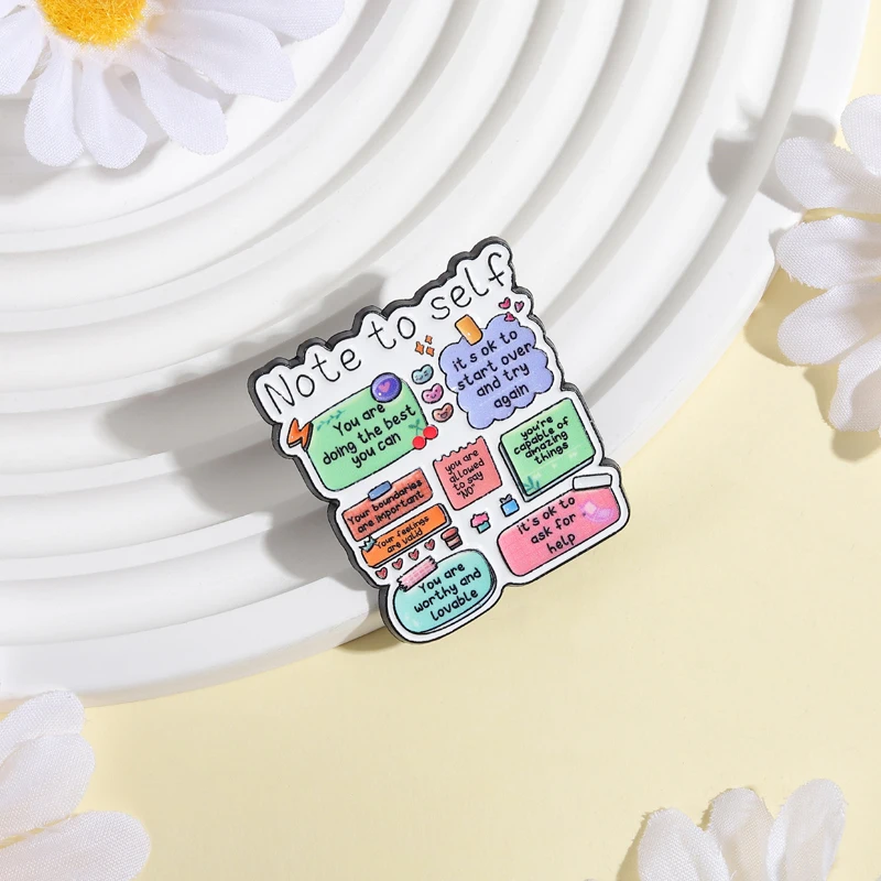 Note To Self Motivational Mental Health Brooch Enamel Pins You Are Doing The Best You Can Brooch Lapel Badge Cute Jewelry Gifts