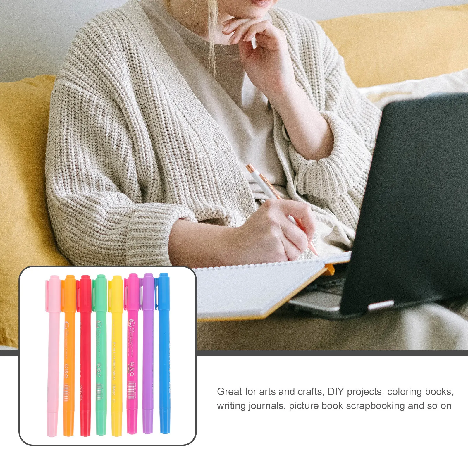 

8Pcs Contour Marker Pen Set Multi Color Curve Highlighters Smooth Writing Comfortable Grip for Journals Notes DIY Art Crafts