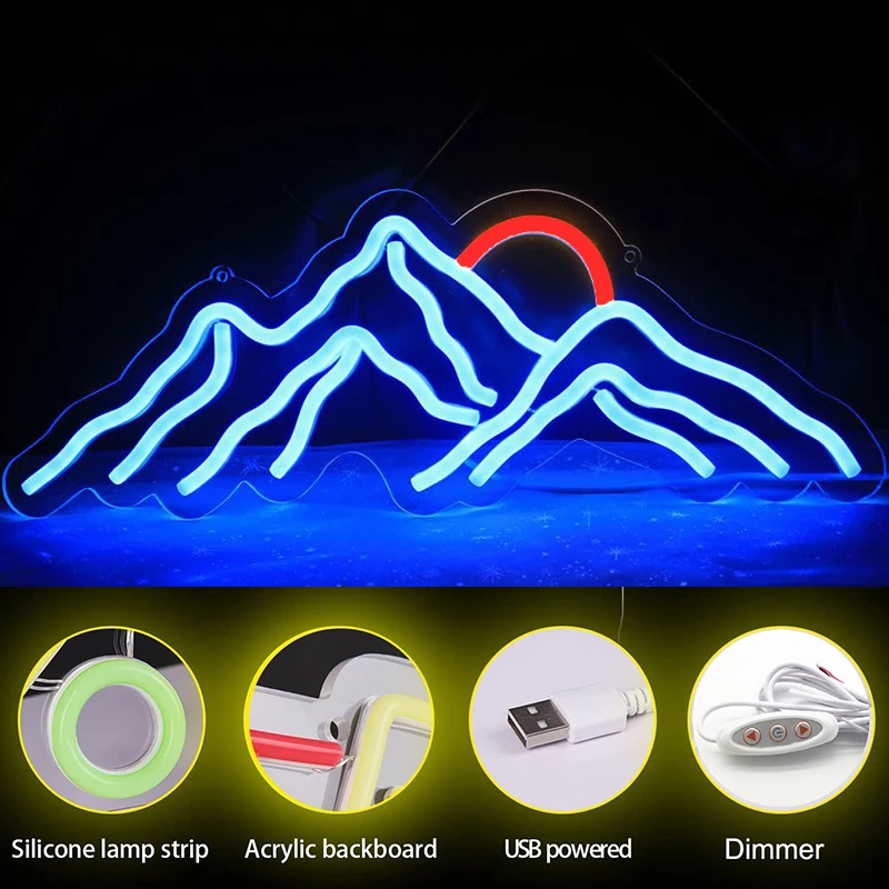 Sea Lighthouse LED Neon Sign Custom Surf Beach  Sand Beach Palms Sun Mountain Neon Signs Decor Kids Room Party Ocean Theme Gift