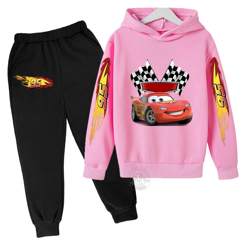 Disney Lightning McQueen Printed Hoodie+Pants Children\'s Set Boys and Girls\' Fashion Baby Autumn Warm Sports Back to School Gift