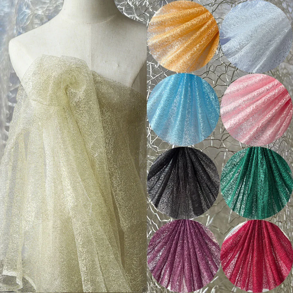 Shine Line Messy Mesh Lace Net Fabric Gold Silver Hollow Tulle for DIY Making Girls Costume Skirts Stage Curtain Party Backdrop