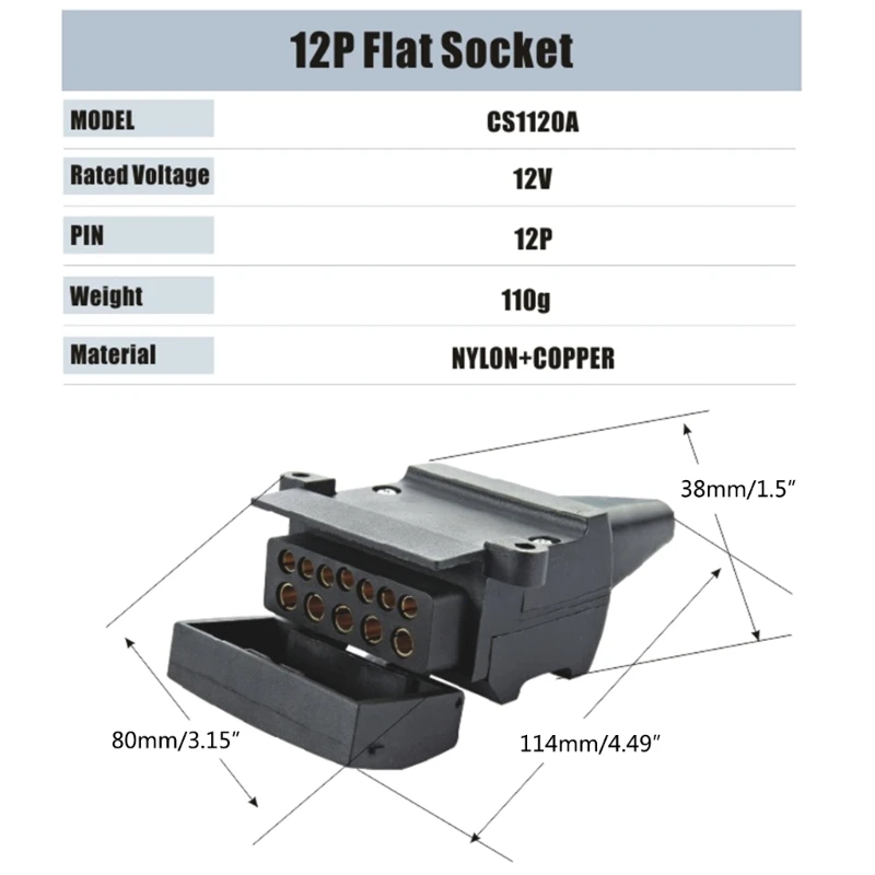 12 Pin Flat Trailer Socket Plug Set Connector Female & Male Boats DropShipping