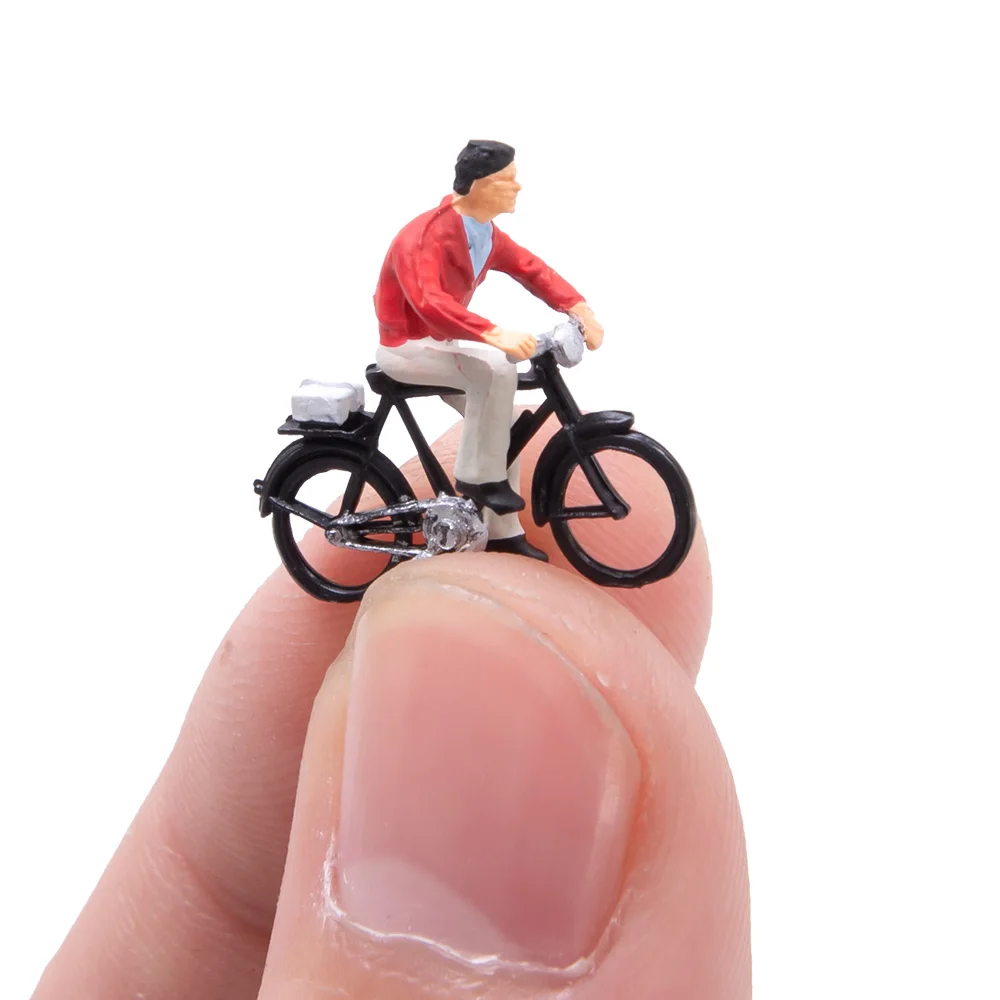 1pc/2pcs/6pcs Ho Scale 1:87 Miniature Cyclist Rider Figures Model ABS Painted People Architecture Building Layout Random Types