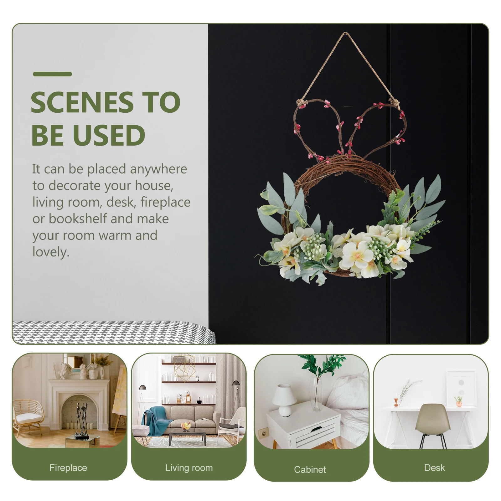 

Artificial Imitation Wreath Decor Realistic Plants Simple Flower Plastic Green Wedding Door Hanging