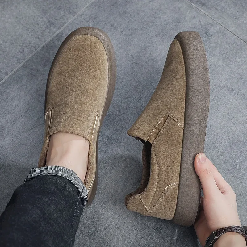 Suede Platform Men's Casual Shoes Loafers  Italian Men Suede Loafers Moccasins Slip on Men's Flats Breathable Male Driving Shoes