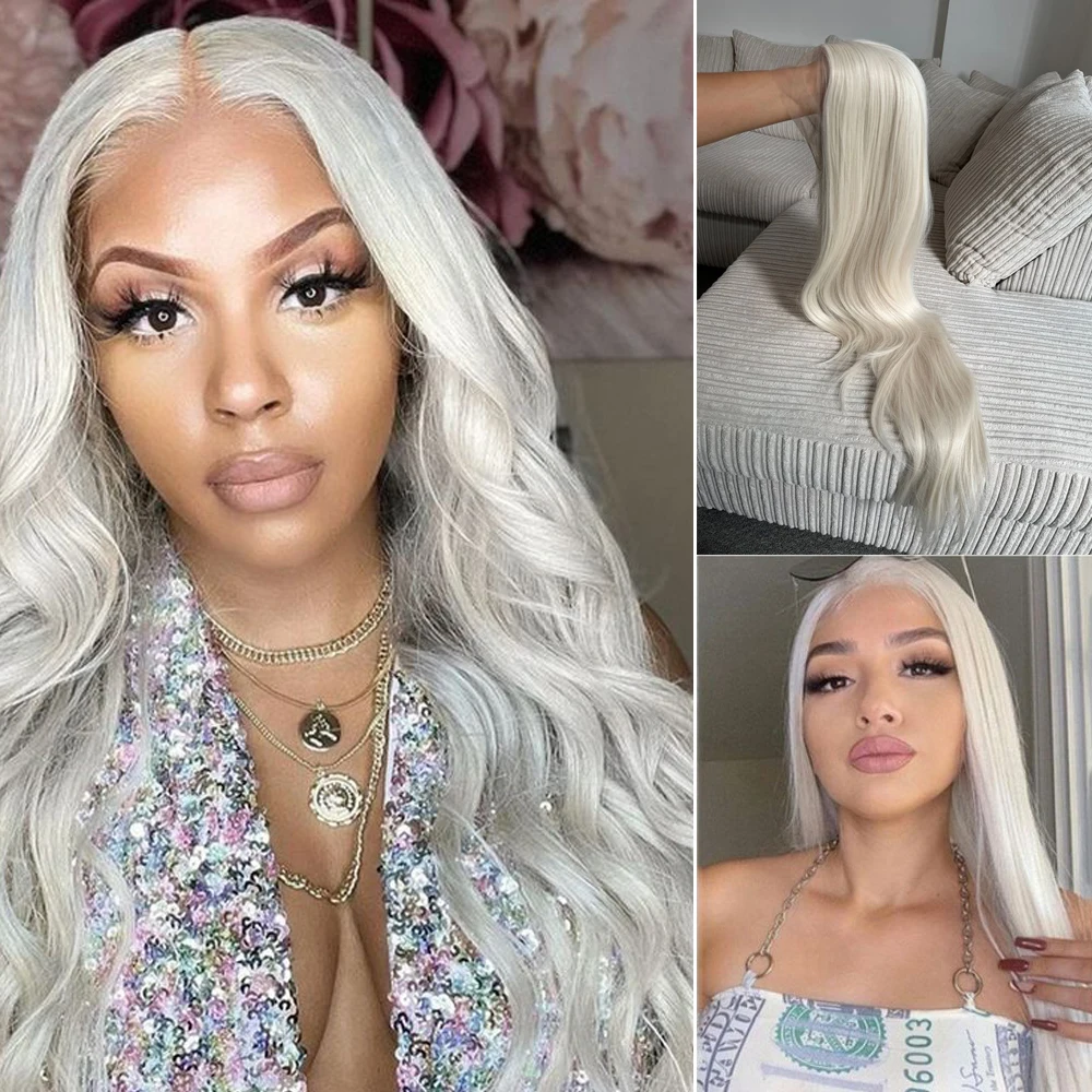 Platinum Blonde Body Wave Human Hair 150 Density Swiss Lace 13x4 Lace Front Wig Preplucked Natural Hairline Remy Hair Wigs