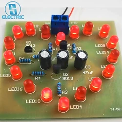 Zestaw do ćwiczeń DIY migająca lampka w kształcie serca 18 szt. Czerwona dioda LED obwód analogowy lutowanie elektroniczne DC 3V