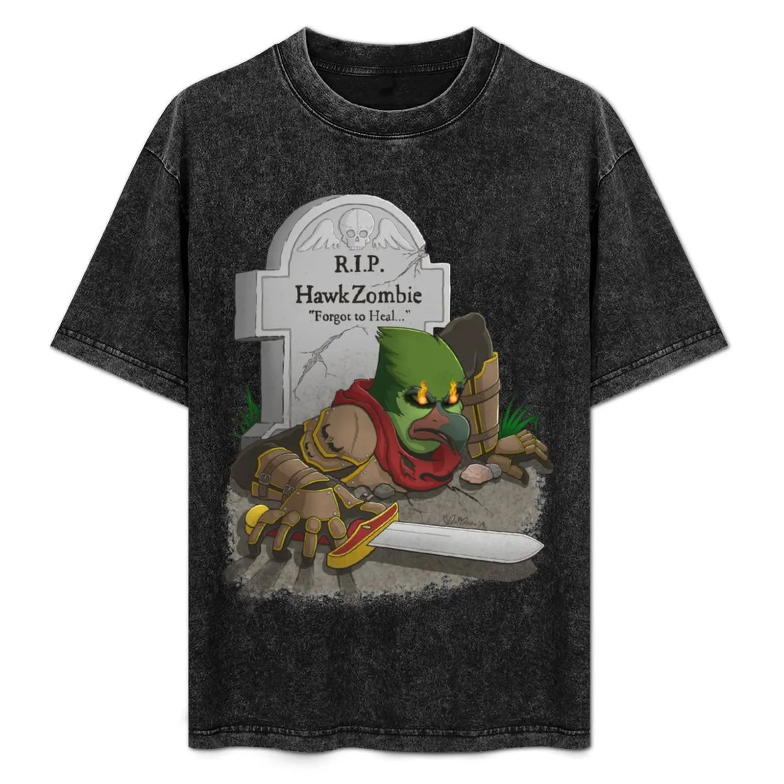 

HawkZombie Forgot to Heal T-Shirt Big and Tall Solid Color T-Shirt