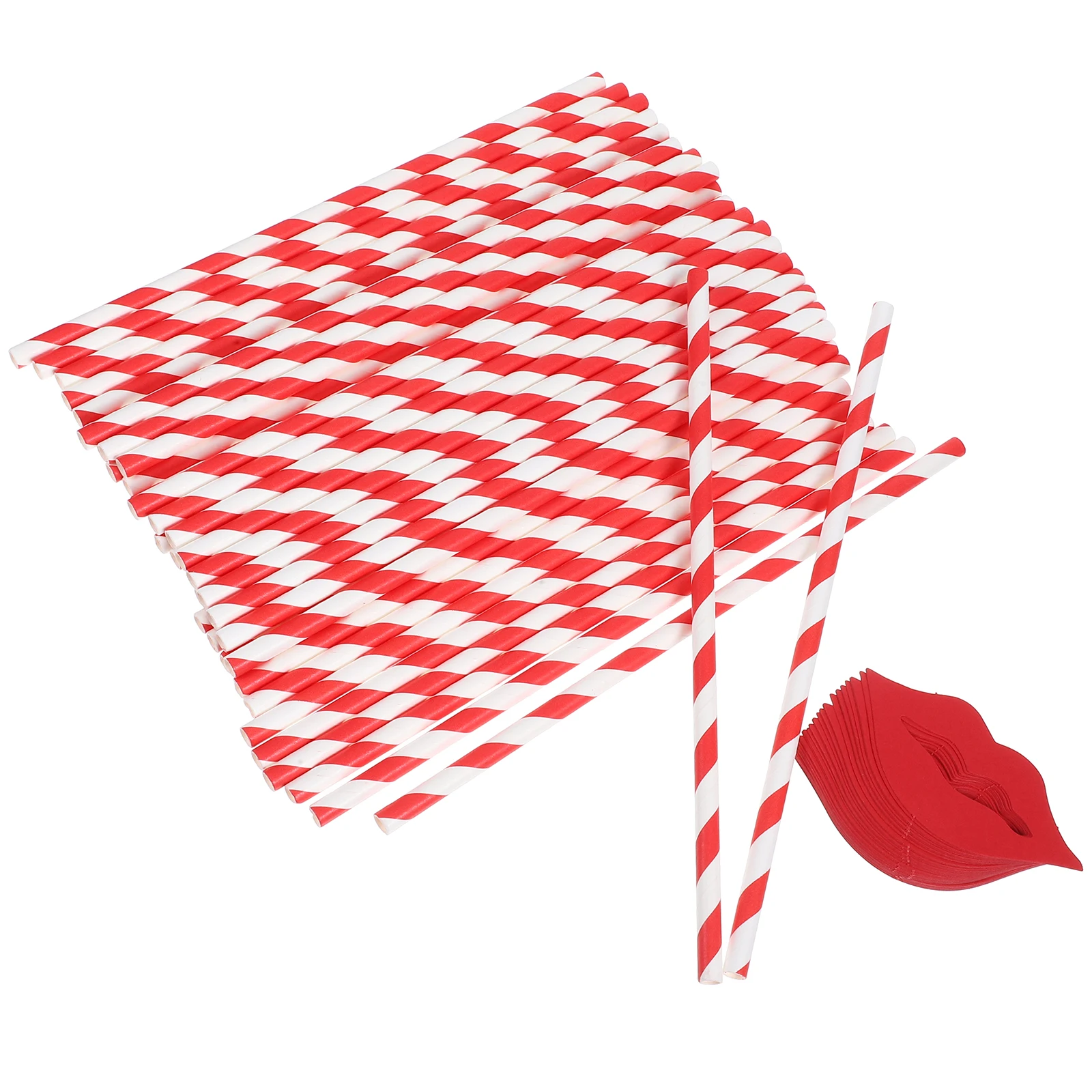 

40 PCS Red Lip Paper Straws Long Drinking Cute Cocktail Milkshake Reusable Party Supplies Wedding Birthday Events