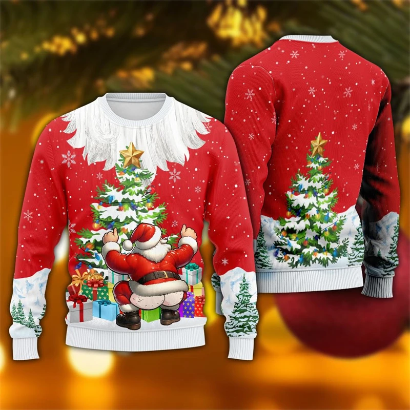 Funny Design Ugly Christmas Sweater For Women Men Tops Hilarious Santa Claus Reindeer Snowman Sweatshirts Xmas Unisex Pullovers