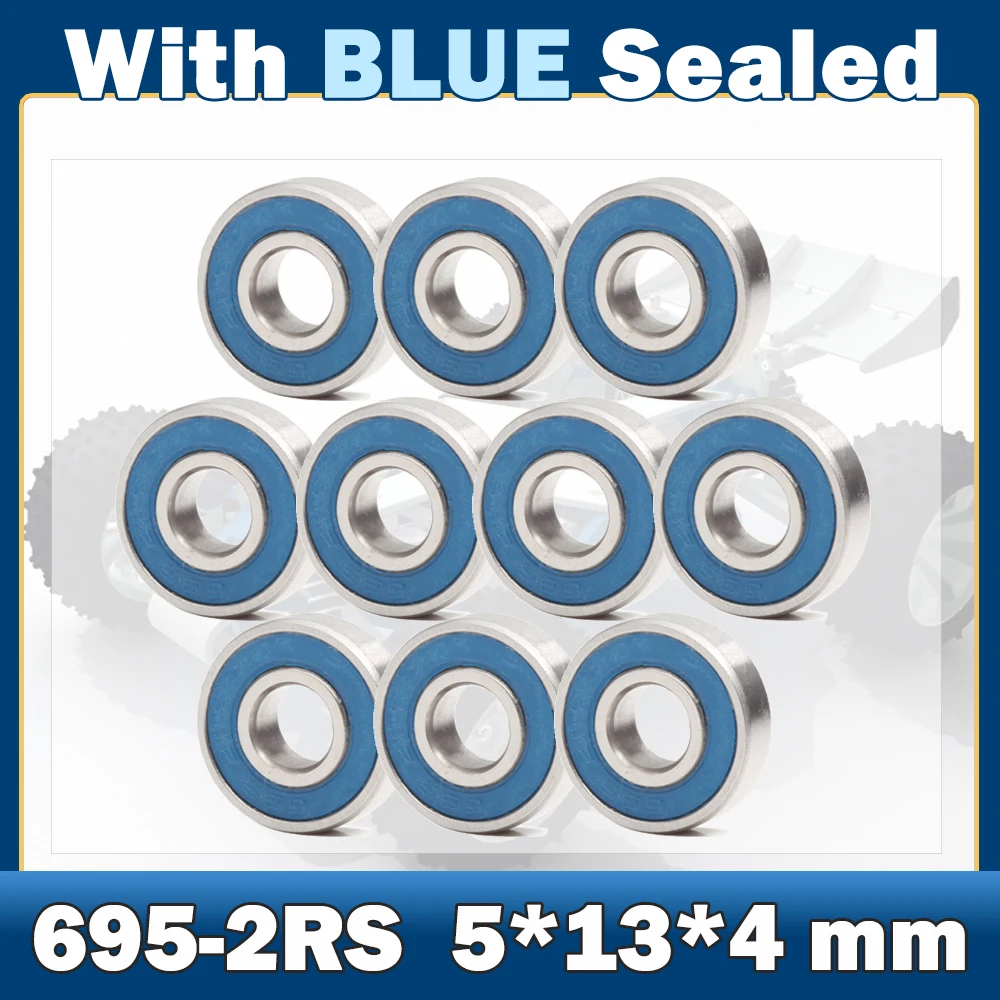 695RS Bearing ( 10 PCS ) 5*13*4 mm ABEC-7 Hobby Electric RC Car Truck 695 RS 2RS Ball Bearings 695-2RS Blue Sealed