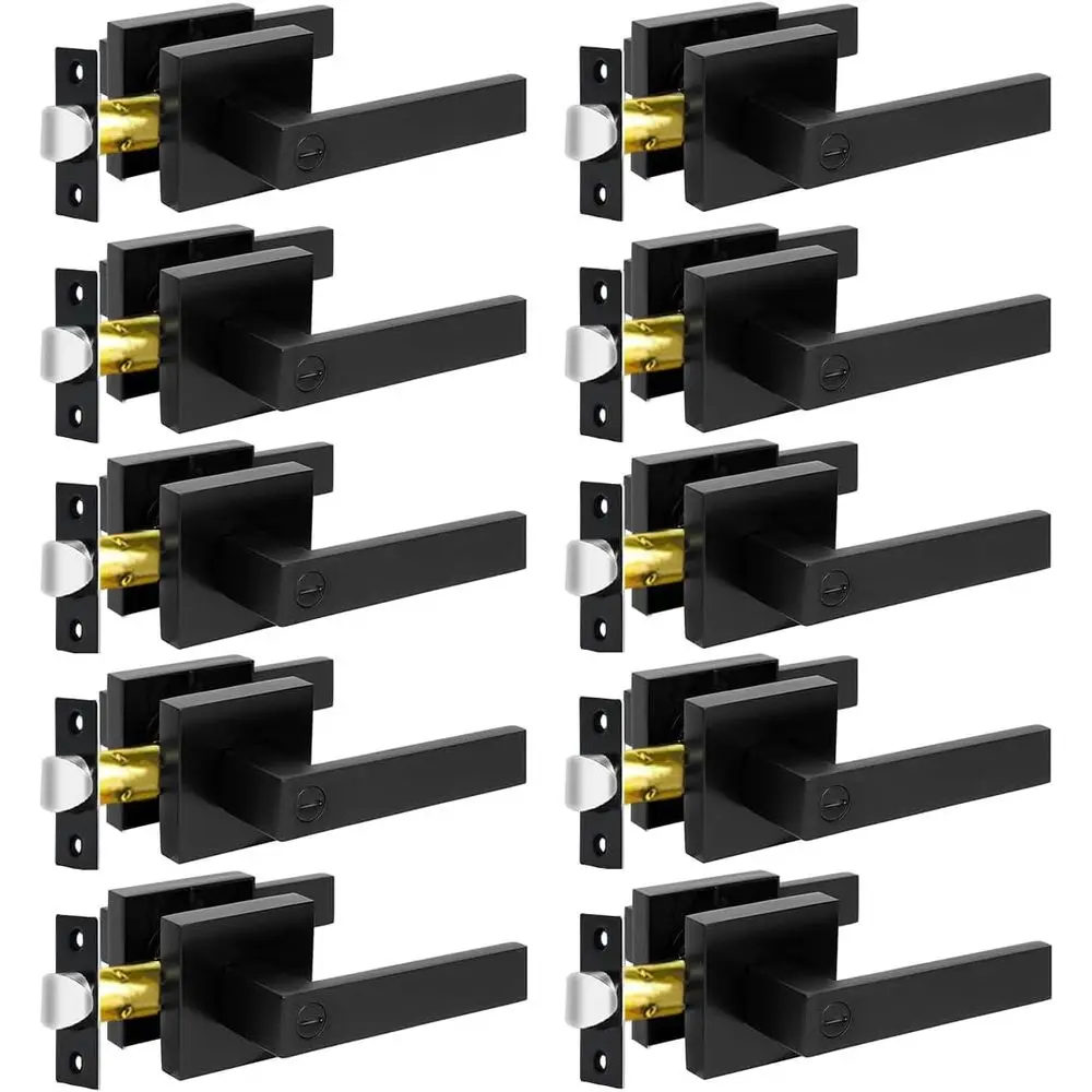 

10-упаковка матовых черных дверных ручек, дверные замки для кровати и ванной, внутренние замки без ключа, двусторонние для левой и правой руки