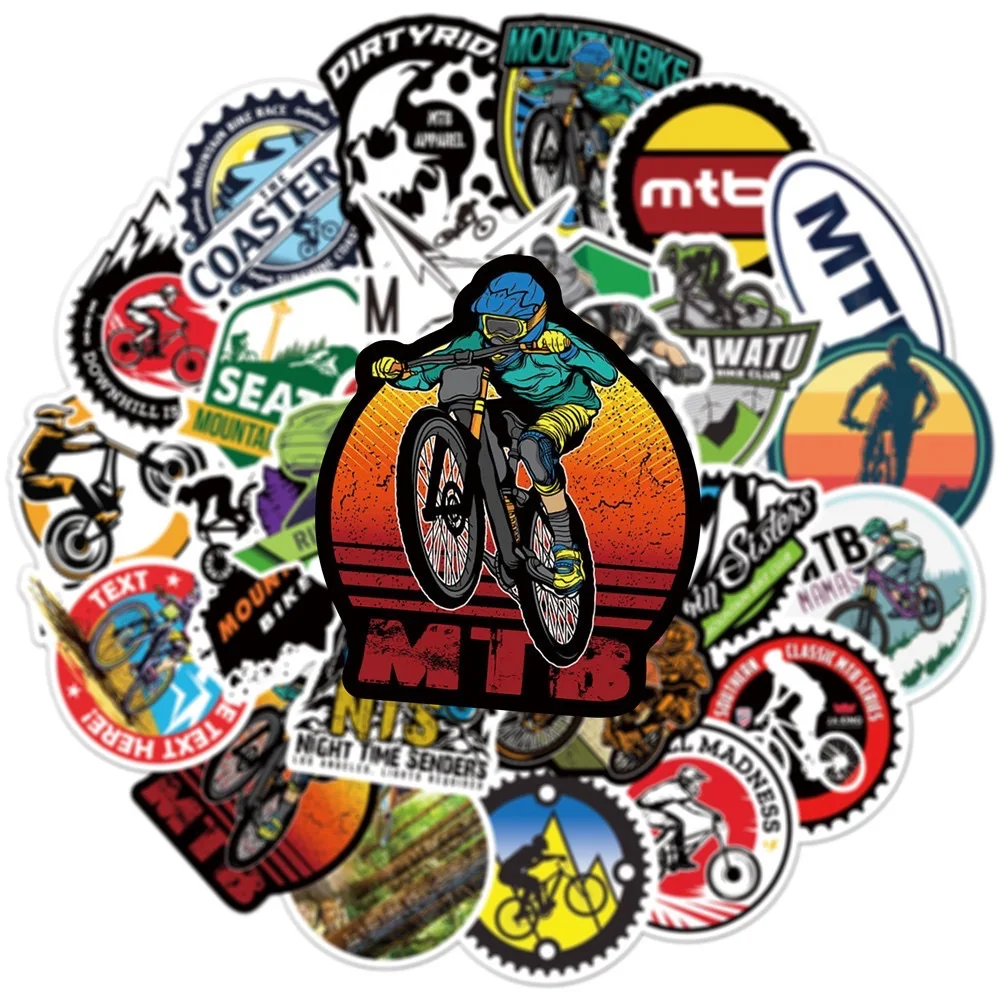 10/30/50pcs Cool Mountain Bike MTB Stickers Racing Bicycle Graffiti Waterproof Decals DIY Skateboard Phone Luggage Car Sticker