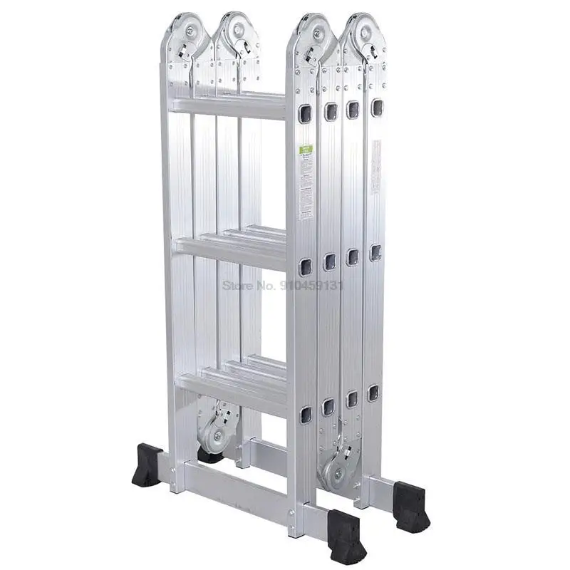 BLS-A02/A03 Practical Aluminum Alloy Folding Ladder Joints Retractable Construction ladder Adjustable Telescopic Ladder Silver