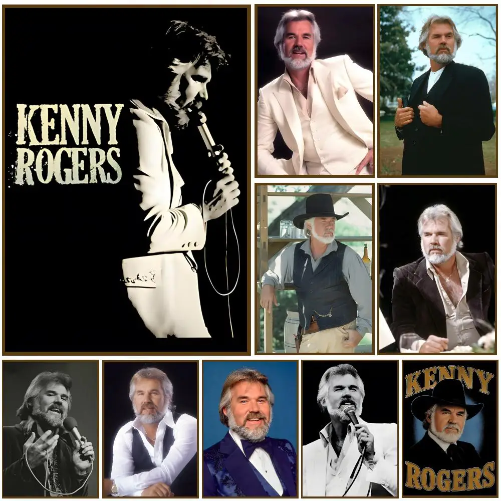 Kenny Rogers Singer Poster Self-adhesive Living Room Bedroom Party Bar Decor Moisture-proof Fade-resistant HD