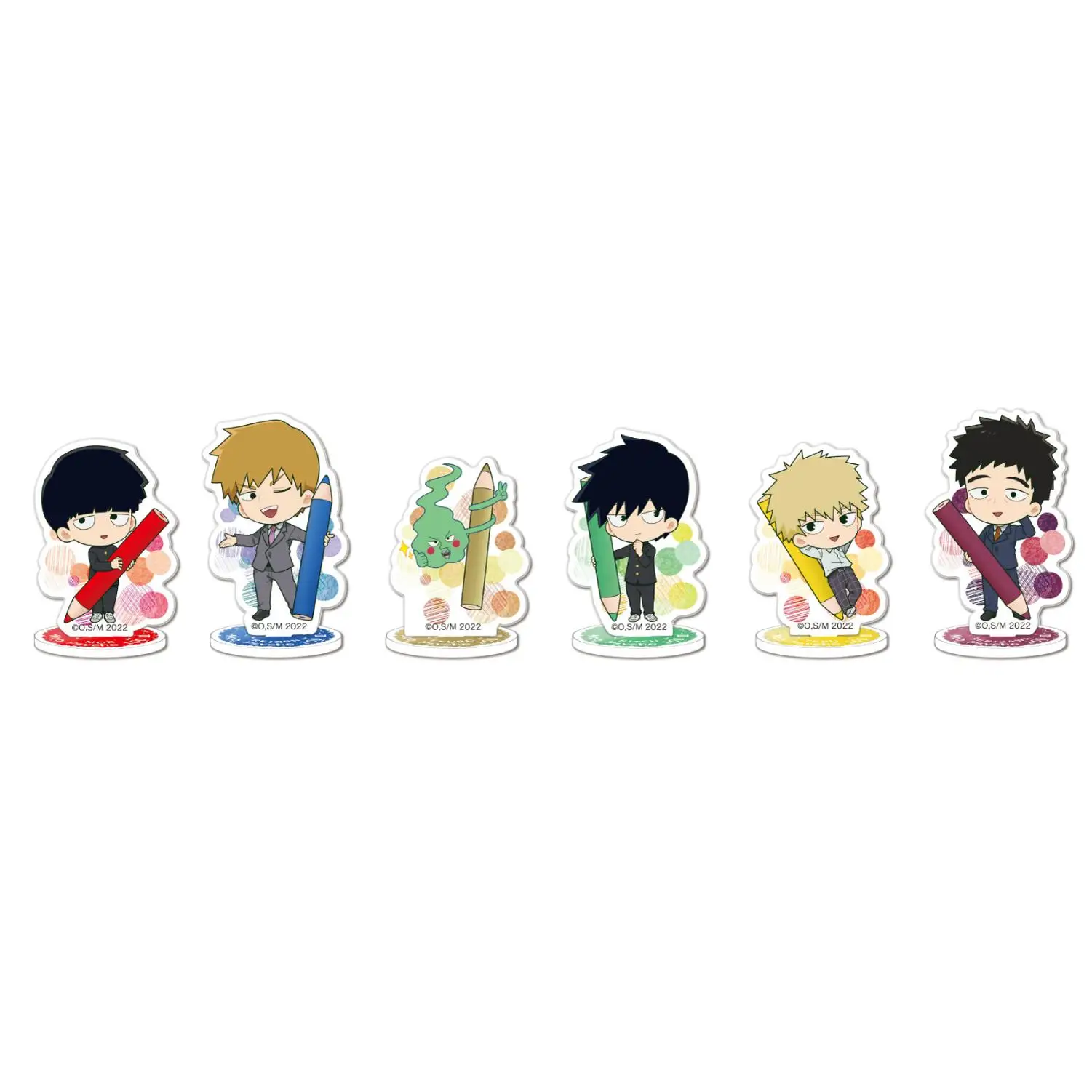 Anime Mob Psycho 100 Reigen Arataka Kageyama Ritsu Cosplay Cartoon Acrylic Colour Pencil Figure Stand Standing Sign Xmas Gift