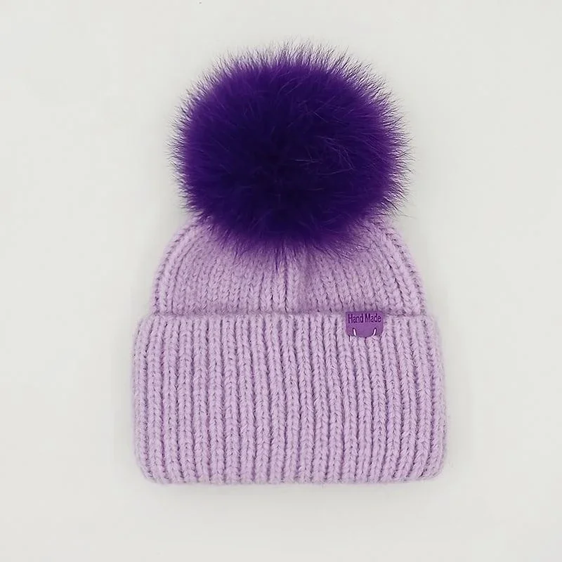 New In Hat Real fox Fur Pom Poms Hat Women Outdoor Warm Skullies Beanie Winter  Hat for Women Wool Knitted Thick Cap Christmas