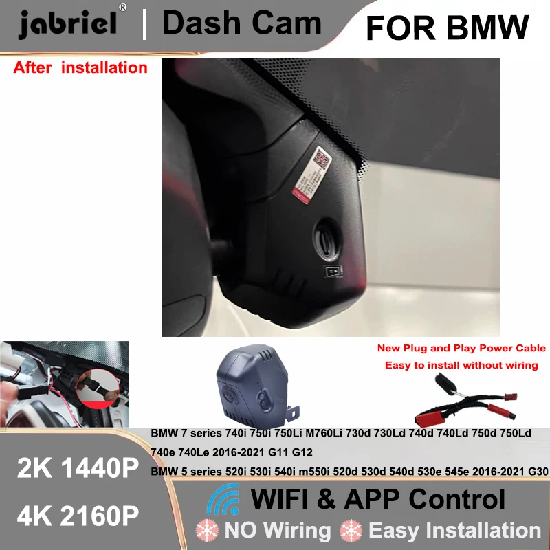 for BMW 5 series 520i 530i 540i m550i 520d 530d 2016-2021 for BMW 7 series G11 G12 6 GT G32 M5 F90 Dash Cam 2K 4K Video Recorder