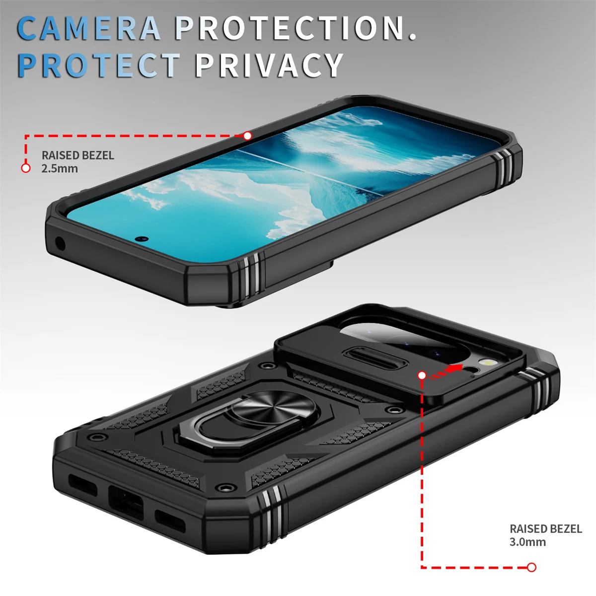 Custodia per telefono con armatura resistente 3IN1 360 protezione completa per Google Pixel 10 9 Pro XL 9A 8A 8 Pro Armor Car Magnet Ring Stand Cover