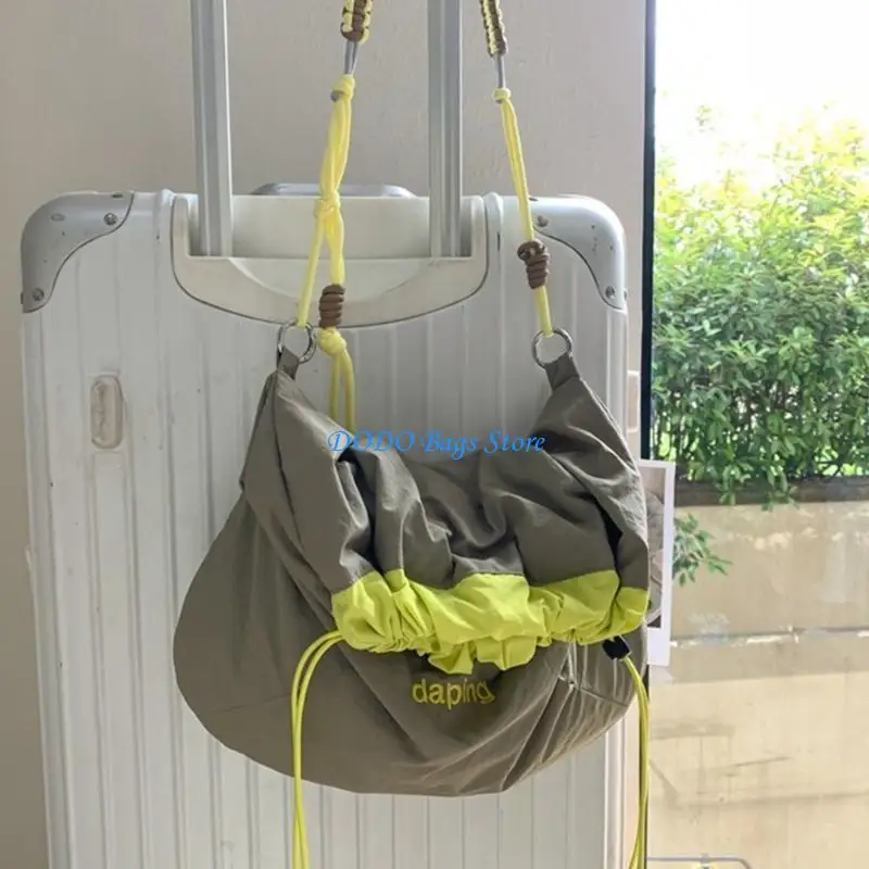 

E8FB Contemporary Nylon Crossbody Bag With Adjustable Drawstring And Spacious Interior For Students And Fashion Enthusiasts
