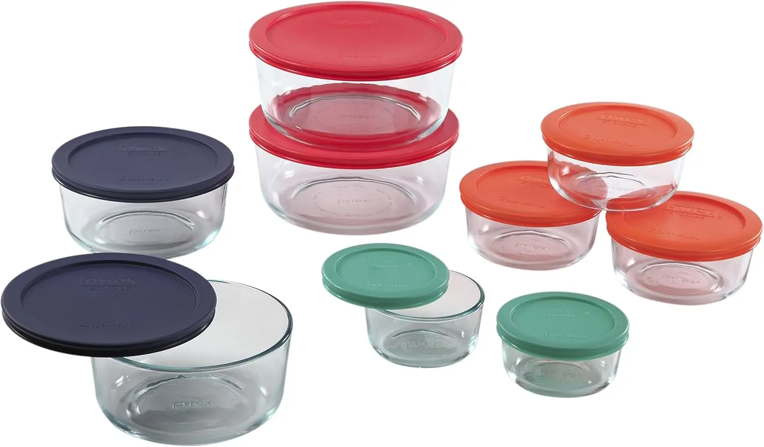 1110141 18pc Glass Food  with Multi-colored Lids