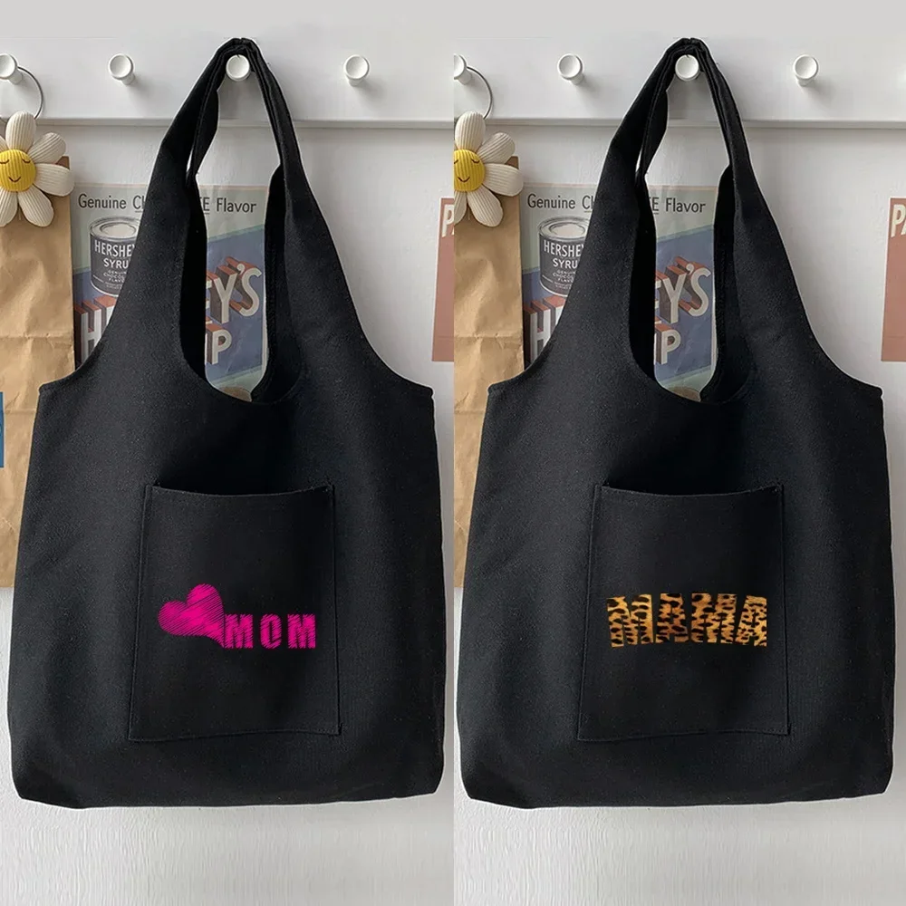 Shoulder Bag Woman Shopping Handbag Casual Retro Fashion Mom Pattern Printing Vest Bag Tote Bag Commuting Large Capacity Canvas