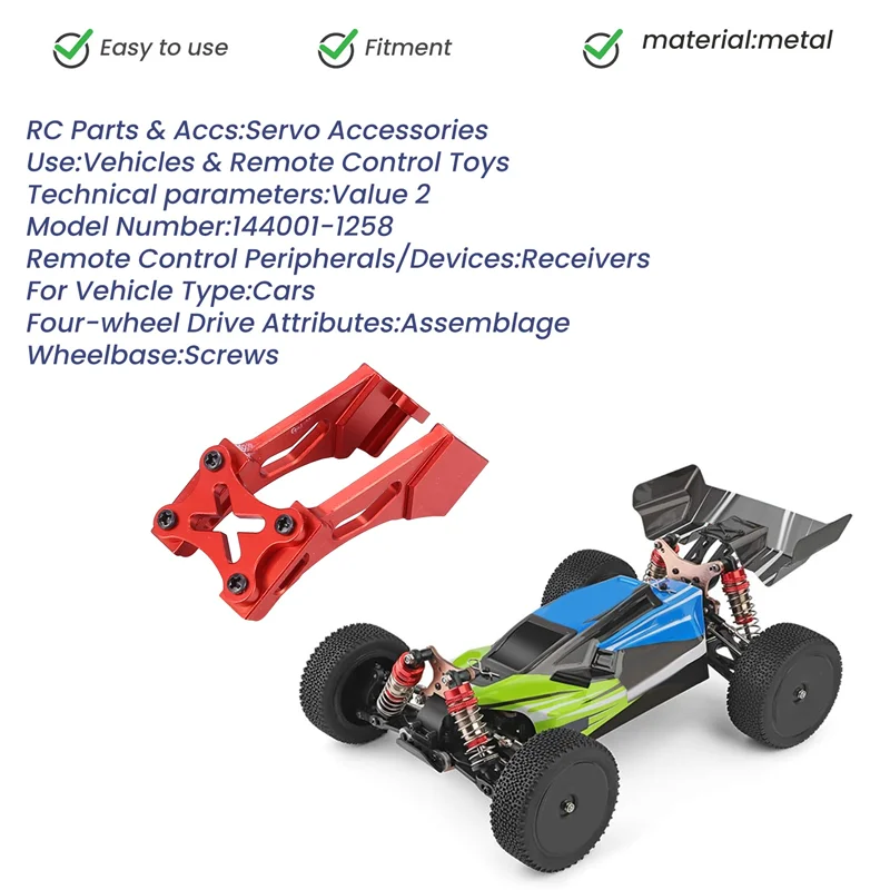 BEDW-144001-1258 Metal Tail Fixed Parts Tail Wing Firmware Fittings Set For Wltoys 144001 1/14 4WD RC Car Parts