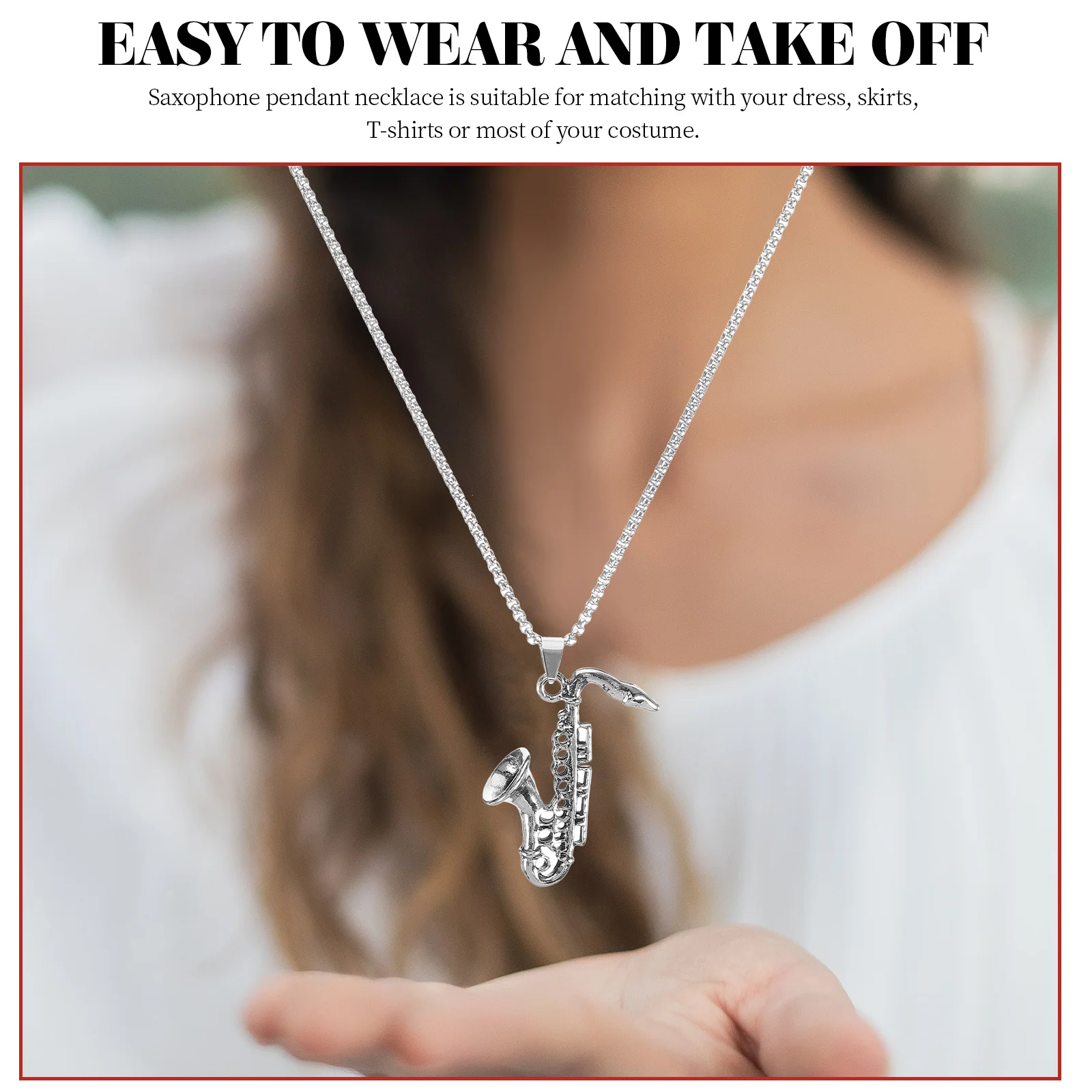 

Saxophone Pendant Necklace Stainless Steel Music Charm Accessory Trendy Player Festival Women Pendant Necklace