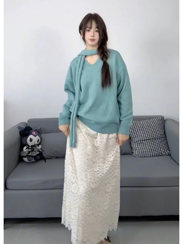 

Sweet Sle Age-Defng Women's Loose Top And Skirt Set Early Autumn New Beautiful f-length Skirt Faionable And Chic