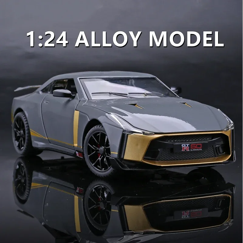 

1:24 для Nissan GTR50 Ares Литые и игрушечные автомобили, металлическая Игрушечная модель автомобиля со звуком и фотоколлекцией игрушек