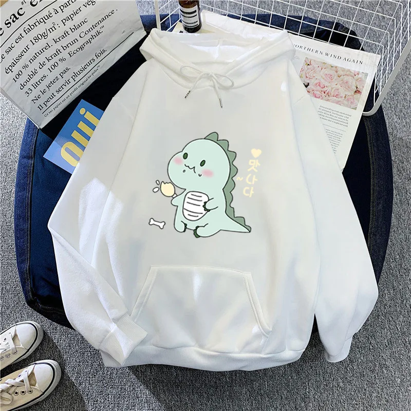 In the spring of 2025, the new hooded sweater women's leisure Joker Little Dinosaur printed hooded pullover outdoor ladies' swea