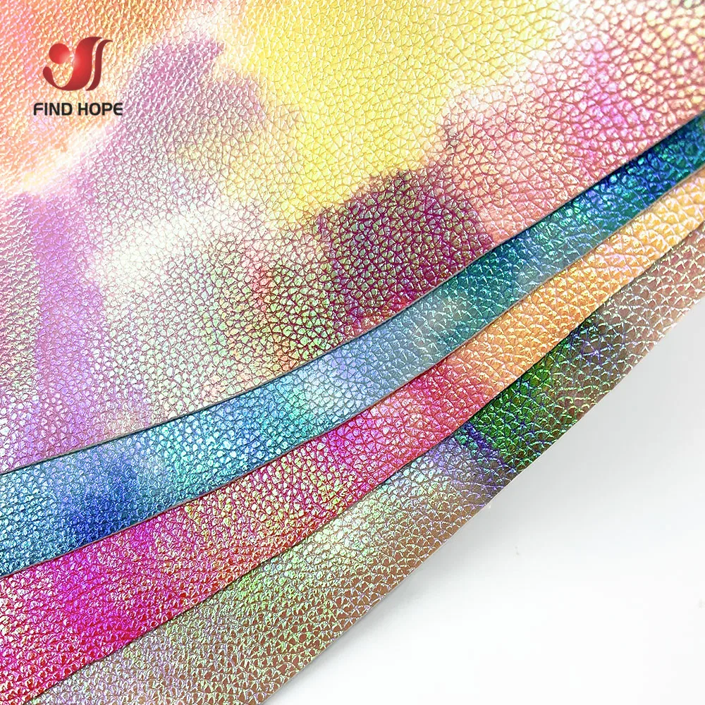 Rosy Clouds Tie-dye PU Leather Fabric Waterproof Shiny Faux Leathers for DIY Gift Craft Sewing Hair Bow Earring Making Material