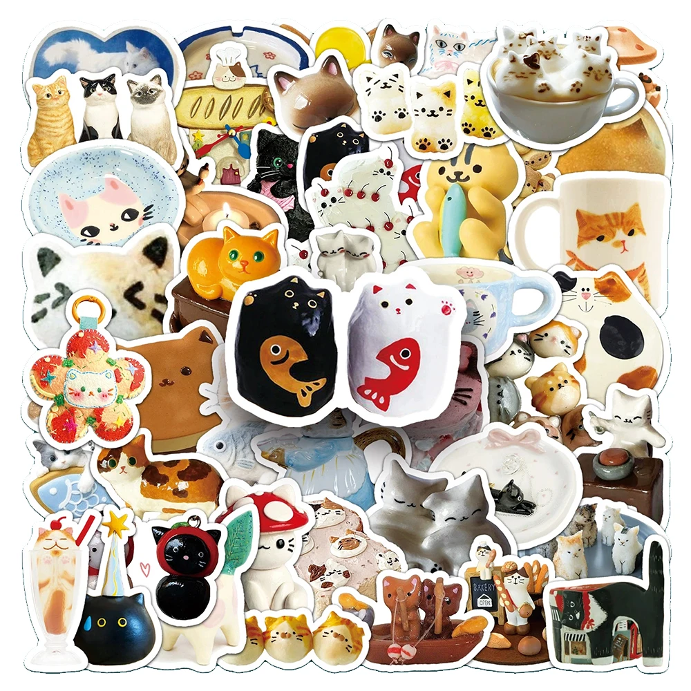 

10/30/50pcs Cute Cat Animal Decoration Stickers INS Style Aesthetic Decals Toy DIY Motorcycle Guitar Notebook Kawaii Kid Sticker